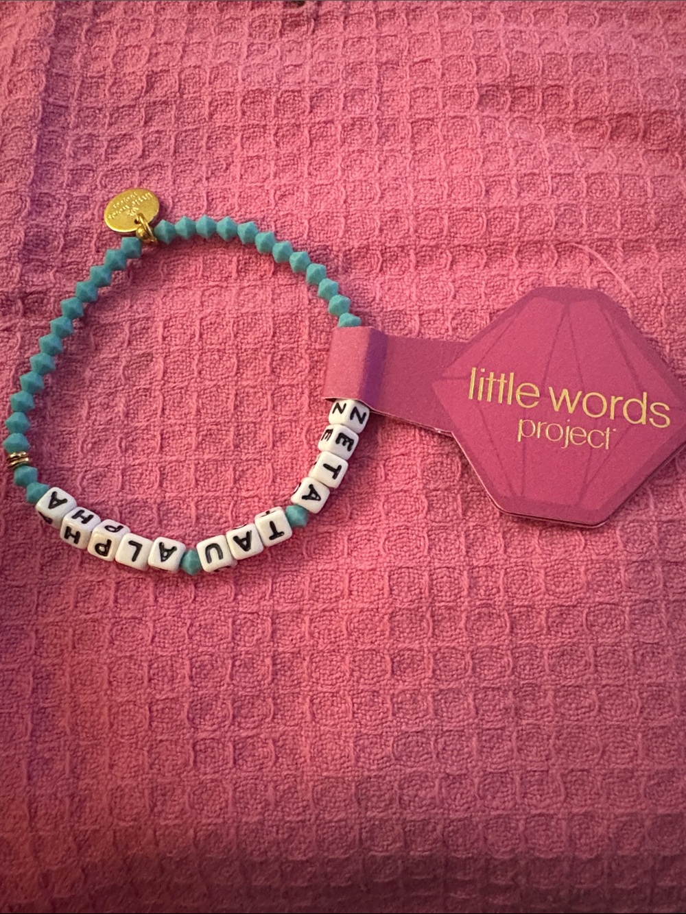 Little Words Project 'ZETA TAU ALPHA' Letter Bead Bracelet - Aqua